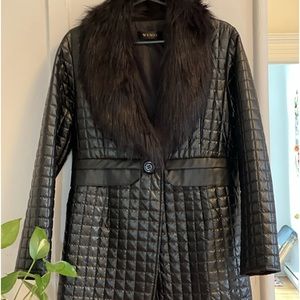 Chic Faux Leather and Fur Coat